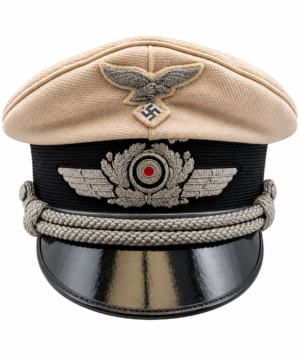 Original WWII German Luftwaffe Officer's Summer Visor Cap with Removable White Cover