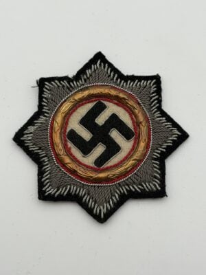 WWII German Panzer Officer's Embroidered German Cross in Gold Cloth Breast Insignia