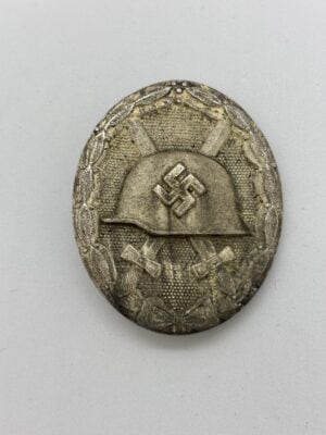 Original WWII German Silver Wound Badge – Solid Back, Maker Marked