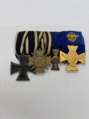 Original WWII German Police Officer's Four-Place Medal Bar