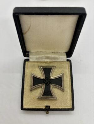 Original WWII German Iron Cross 1st Class 1939 by C.F. Zimmermann with Case & Matching Outer Carton