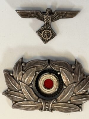 Original Third Reich Technische Nothilfe (TeNo) Visor Cap Insignia Set