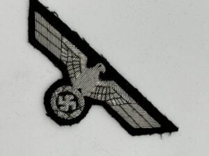 Original German Army Panzer Officer's Bullion Cap Insignia on Black Wool