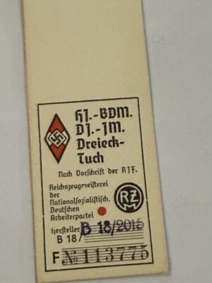 Original Third Reich RZM BDM JM Dreiecktuch Label