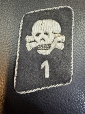 Original SS Totenkopfverbände Collar Tab “1” RZM 733/36