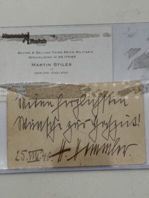 Heinrich Himmler signed calling card Reichsfuhrer SS