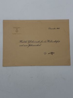 Adolf Hitler Christmas card bearing December 1943 and German seasonal greetings