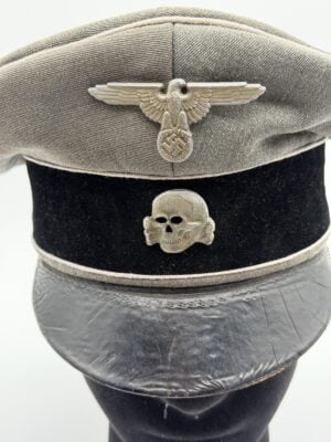 Waffen-SS crusher cap with metal eagle, Totenkopf and leather peak